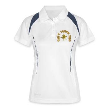 Can't Touch This – Kaktus-Humor - Frauen Polo atmungsaktiv - Weiß/Navy - Vorne
