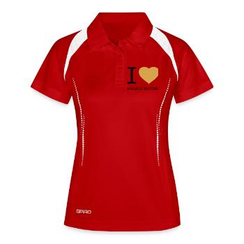 I LOVE PEANUT BUTTER - Frauen Polo atmungsaktiv - Weiß/Navy - Vorne