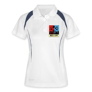 Heißluftballon Design - Frauen Polo atmungsaktiv - Weiß/Navy - Vorne