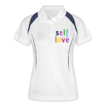 self love - Frauen Polo atmungsaktiv - Weiß/Navy - Vorne