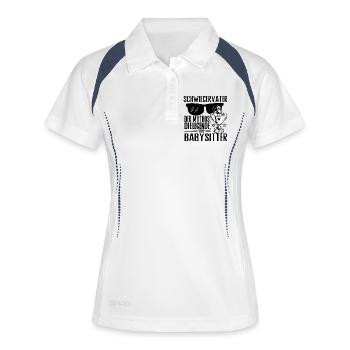 Schwiegervater – Der Mythos, die Legende, der Baby - Frauen Polo atmungsaktiv - Weiß/Navy - Vorne