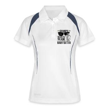 Opa – Der Mythos, die Legende, der Babysitter - Frauen Polo atmungsaktiv - Weiß/Navy - Vorne