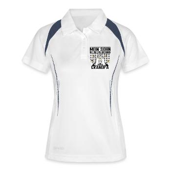Endlich Opa – Mein Sohn hat ein Kind bekommen - Frauen Polo atmungsaktiv - Weiß/Navy - Vorne