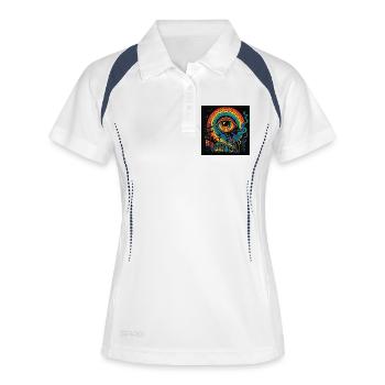 L’œil – Éveillé dans un monde endormi - Polo respirant Femme - blanc/marine - Devant
