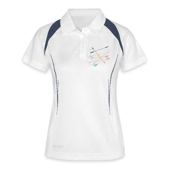 Ethno-Pfeile –Wild, frei und voller Ausdruckskraft - Frauen Polo atmungsaktiv - Weiß/Navy - Vorne