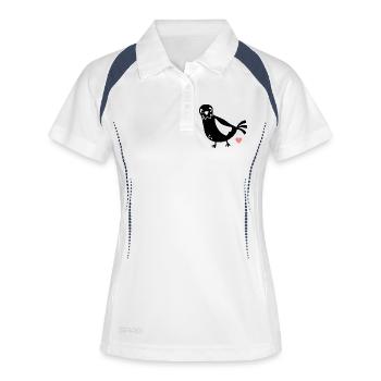 Huhn mit Herz legt Liebe - Frauen Polo atmungsaktiv - Weiß/Navy - Vorne