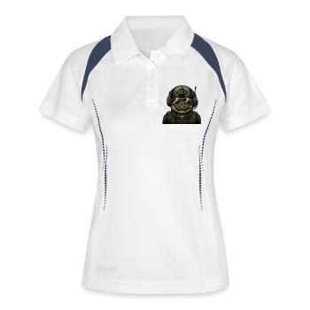 Krokodil Militär Design - Frauen Polo atmungsaktiv - Weiß/Navy - Vorne