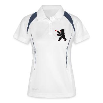 Bär beim Dart - Frauen Polo atmungsaktiv - Weiß/Navy - Vorne
