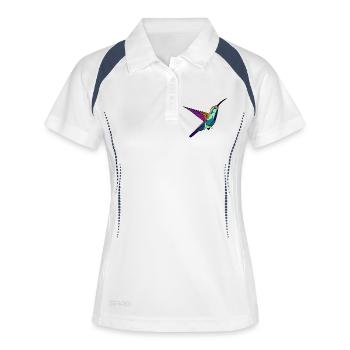 Kolibri farbig - Frauen Polo atmungsaktiv - Weiß/Navy - Vorne