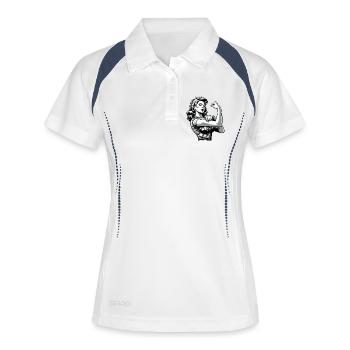 Stärke starke Frau Rockabilly Style Geschenk - Frauen Polo atmungsaktiv - Weiß/Navy - Vorne
