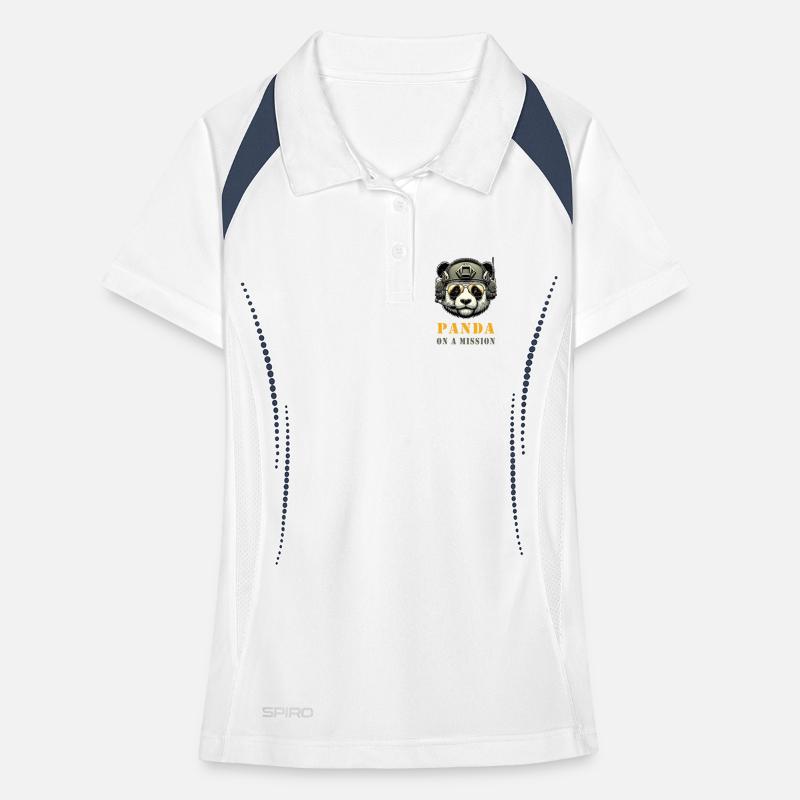 Panda in Mission / Militär Frauen Polo atmungsaktiv