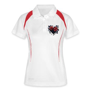 Cœur de rose bleu foncé - Polo respirant Femme - blanc/marine - Devant