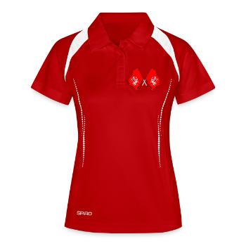 Two flags crossed with tiger of Shotokan kara - Women's Polo breathable - white/navy - Front