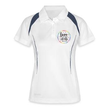 LGBTQ Pride Month - Liebe ist alles über Herzen - Frauen Polo atmungsaktiv - Weiß/Navy - Vorne