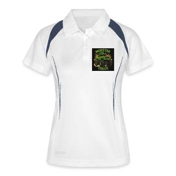 Monstertruck - Frauen Polo atmungsaktiv - Weiß/Navy - Vorne