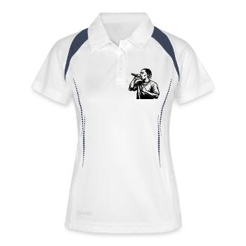 HipHop, rapper. - Frauen Polo atmungsaktiv - Weiß/Navy - Vorne