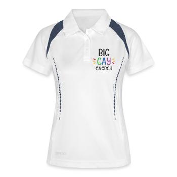 LGBTQ Pride Monat - Große schwule Energie - Frauen Polo atmungsaktiv - Weiß/Navy - Vorne