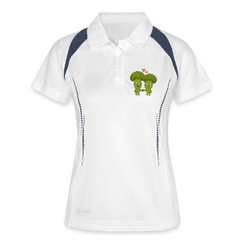 Mignon brocoli avec des cœurs - Polo respirant Femme - blanc/marine - Devant