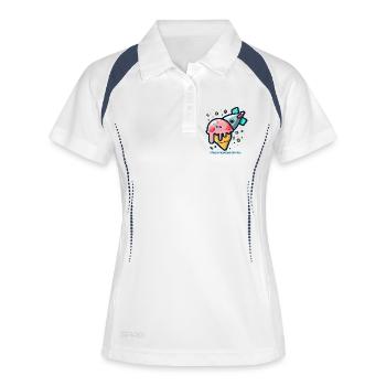 Frieden schmeckt besser - Frauen Polo atmungsaktiv - Weiß/Navy - Vorne