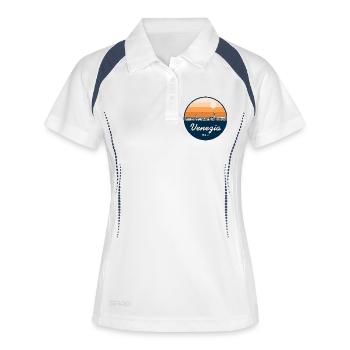 Silhouette de la ligne d’horizon de Venise - Polo respirant Femme - blanc/marine - Devant