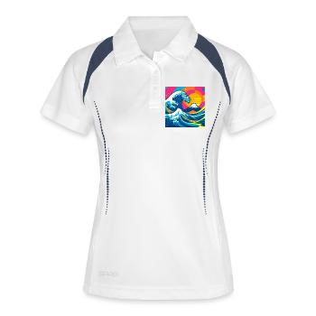 La Vague (presque) sage - Polo respirant Femme - blanc/marine - Devant