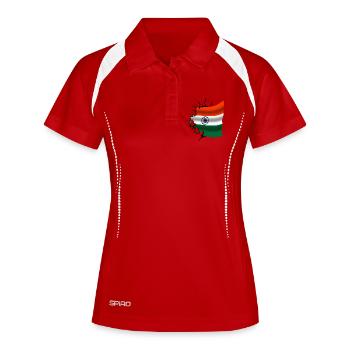 Drapeau de l’Inde - Inde - Drapeau Broken Design - Polo respirant Femme - blanc/marine - Devant