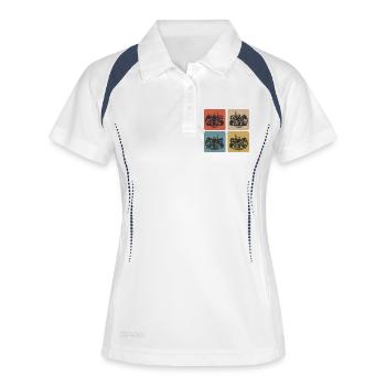 Klassischer Traktor Vintage Look - Frauen Polo atmungsaktiv - Weiß/Navy - Vorne