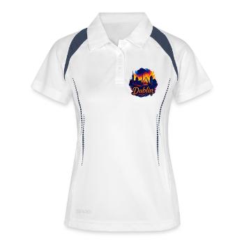Dublin Hauptstadt Irland Silhouette Geschenk - Frauen Polo atmungsaktiv - Weiß/Navy - Vorne