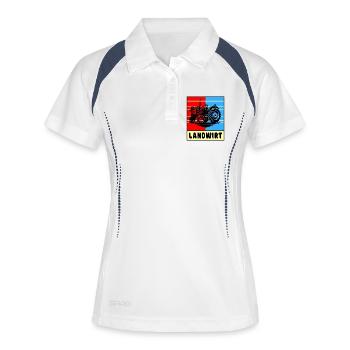 Traktor Landwirt Design - Frauen Polo atmungsaktiv - Weiß/Navy - Vorne