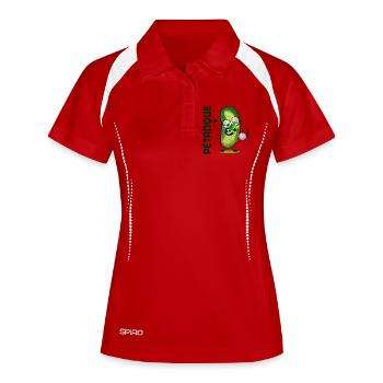 Cornichons Pétanque - Polo respirant Femme - blanc/marine - Devant