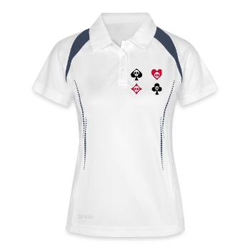 Crânes et jeu de cartes - Polo respirant Femme - blanc/marine - Devant