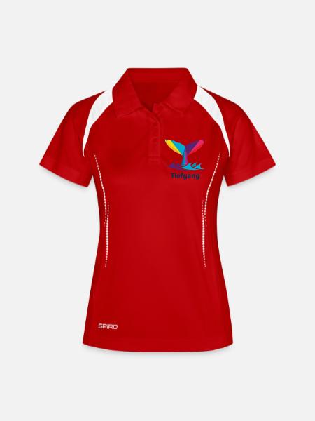 Abstract colorful whale fin with "draught" - Women's Polo breathable - white/navy