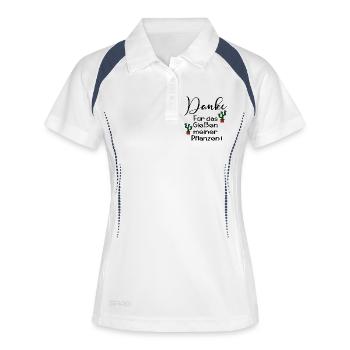 PFLANZENBEWÄSSERUNG DANKE URLAUB - Frauen Polo atmungsaktiv - Weiß/Navy - Vorne