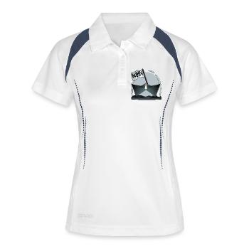 Papierschiff Papierboot MOIN - Frauen Polo atmungsaktiv - Weiß/Navy - Vorne