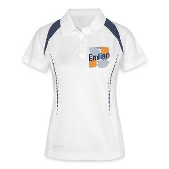 JUGENNAME BABYNAME NAME EMILIAN - Frauen Polo atmungsaktiv - Weiß/Navy - Vorne