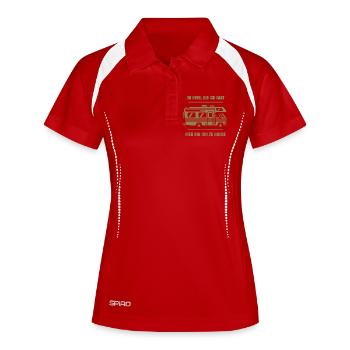 Abenteuer Wohnmobil Natur Landschaft - Frauen Polo atmungsaktiv - Weiß/Navy - Vorne