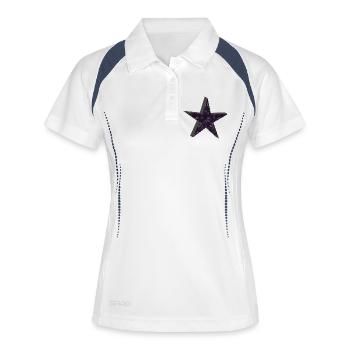sternenmuster goth, floral - Frauen Polo atmungsaktiv - Weiß/Navy - Vorne