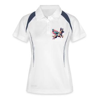 Super Hund Belgischer Schäferhund Cape Geschenk - Frauen Polo atmungsaktiv - Weiß/Navy - Vorne