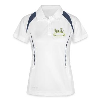 Bannière de jardin décorative avec outils - Polo respirant Femme - blanc/marine - Devant