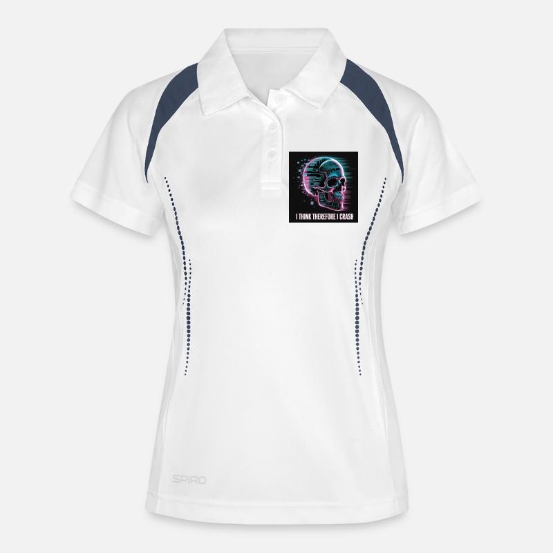 Cyberpunk Skull with Digital Glitch - Women's Polo breathable - white/navy