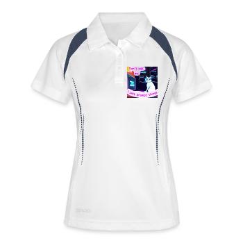 Frag mich nicht, ich fordere nur Dinge auf – Grumpy AI Cat - Frauen Polo atmungsaktiv - Weiß/Navy - Vorne
