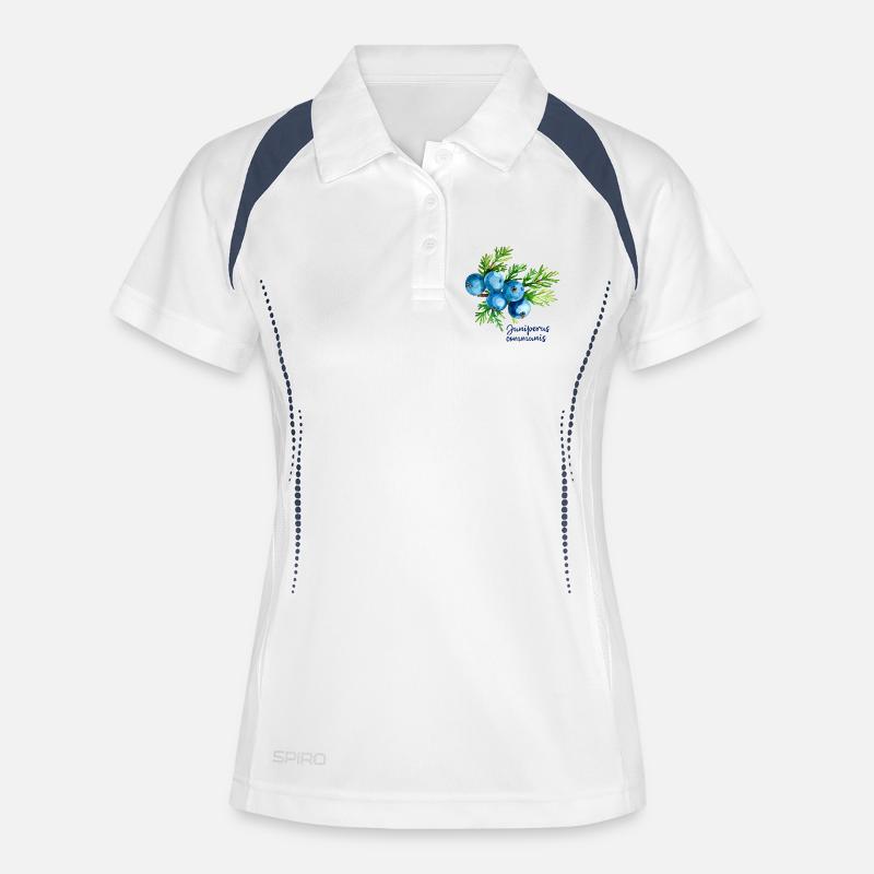 Juniperus communis - botanical illustration - Women's Polo breathable - white/navy
