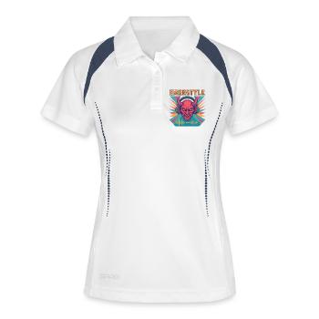 Hardstyle Dämon Design - Frauen Polo atmungsaktiv - Weiß/Navy - Vorne