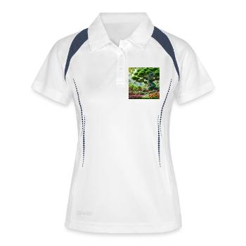Dragon de jardin dans le style Fantasy Oriental - Polo respirant Femme - blanc/marine - Devant