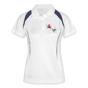 Kolibri - Frauen Polo atmungsaktiv - Weiß/Navy - Vorne