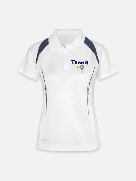 Tennis design with ball and racket - Women's Polo breathable - white/navy