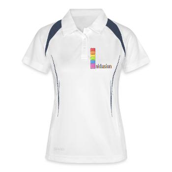 INKLUSION VIELFALT REGENBOGEN REISEKOFFER - Frauen Polo atmungsaktiv - Weiß/Navy - Vorne