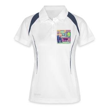 Level 99: Real Life ist mein Endgegner - Frauen Polo atmungsaktiv - Weiß/Navy - Vorne