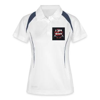 Design de motivation pour la salle de sport - Polo respirant Femme - blanc/marine - Devant