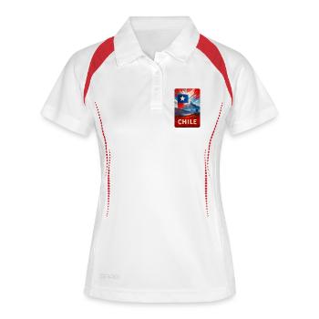 Chili – Drapeau peint et nature - Polo respirant Femme - blanc/marine - Devant